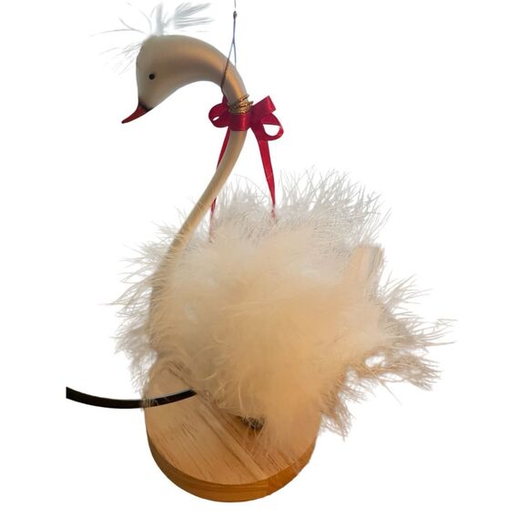 European Style Blown Glass Feathered Swan Hanging Christmas Tree Ornament White - Picture 4 of 6